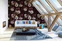 Timeless Mystic Night roses wallpaper in rich hues.

