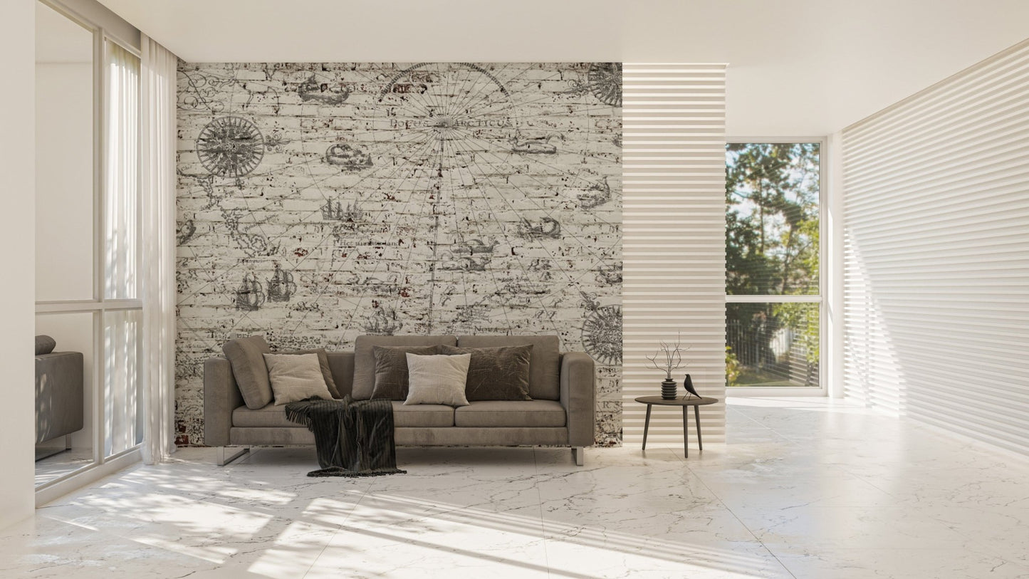 Rustic nautical map wallpaper for walls
