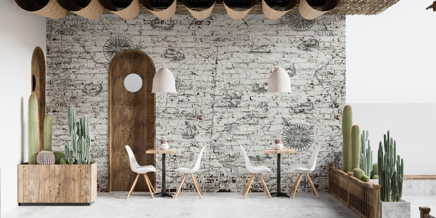 Historical nautical chart brick design
