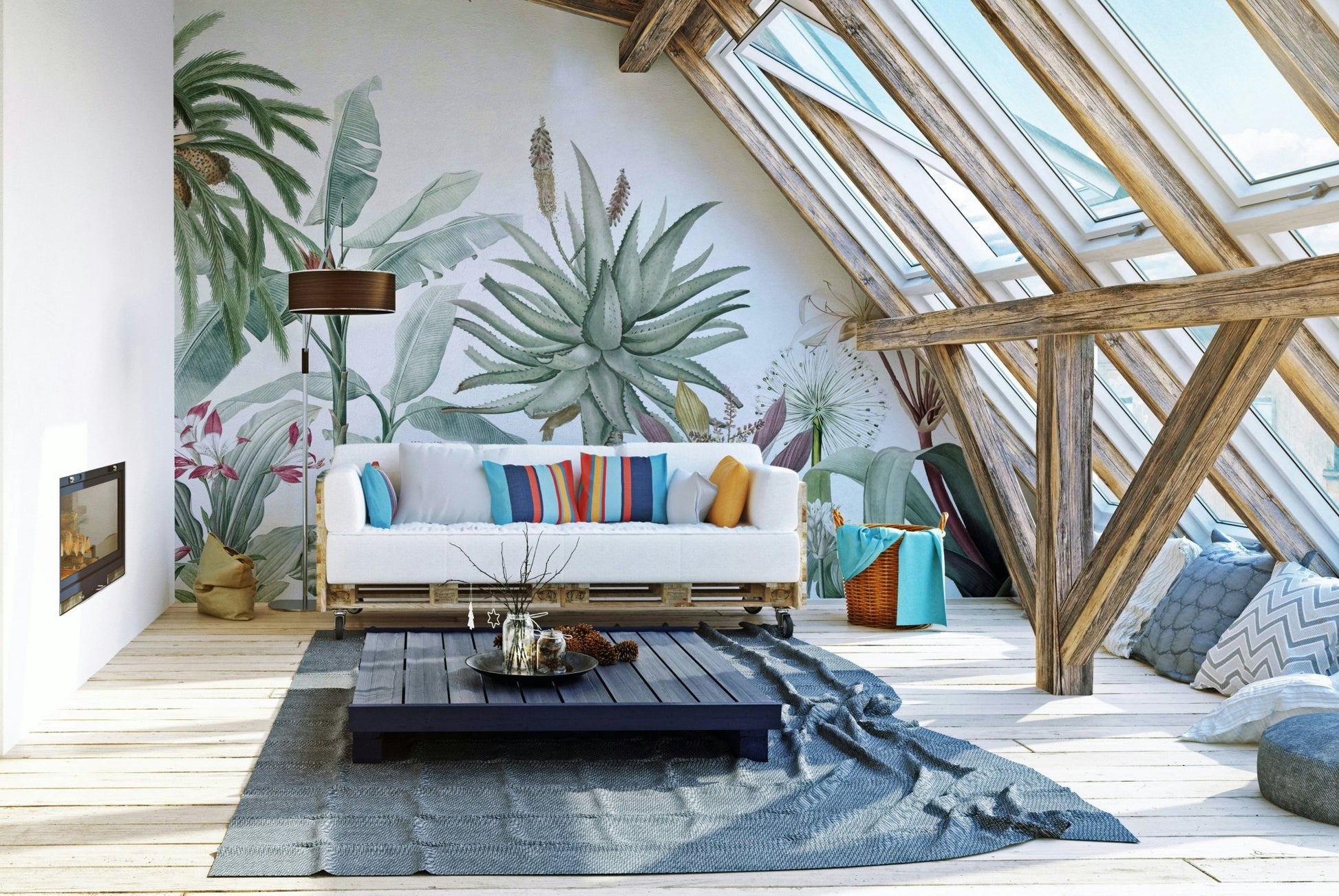 There are subtle illustrations of classical arches or columns mixed in with the foliage.
