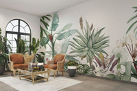 The mural is created for an entire wall, providing a dramatic effect.
