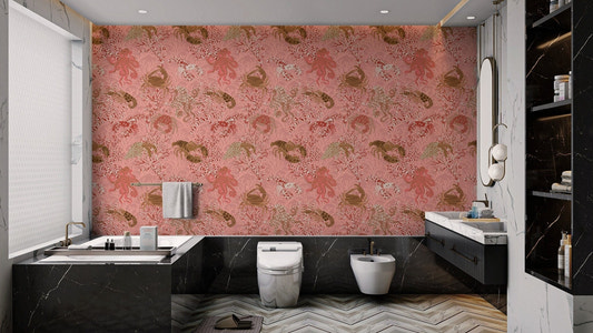 Unique Vintage Oceanic mural wallpaper with classic ocean hues.
