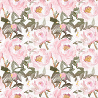 Vintage Oil Painted Wallpaper with soft peony petals and muted leafy branches