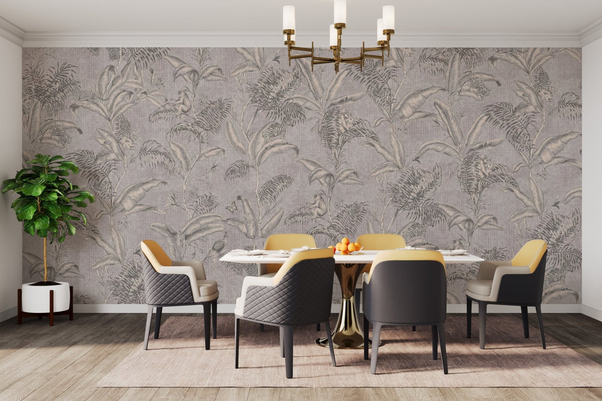 Stylish vintage leaves wallpaper design
 B629
