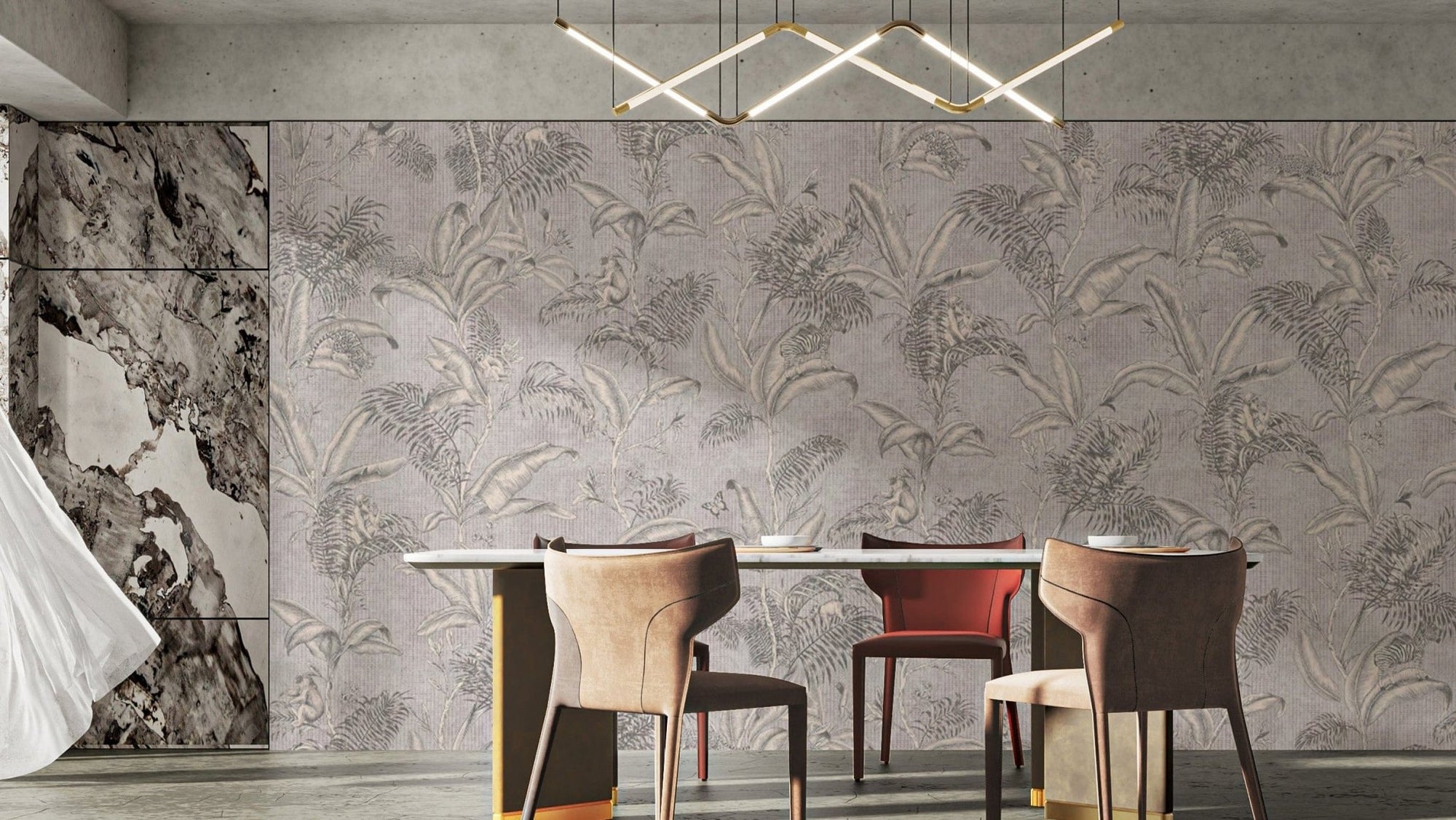 Vintage palm canopy pattern wallpaper B629
