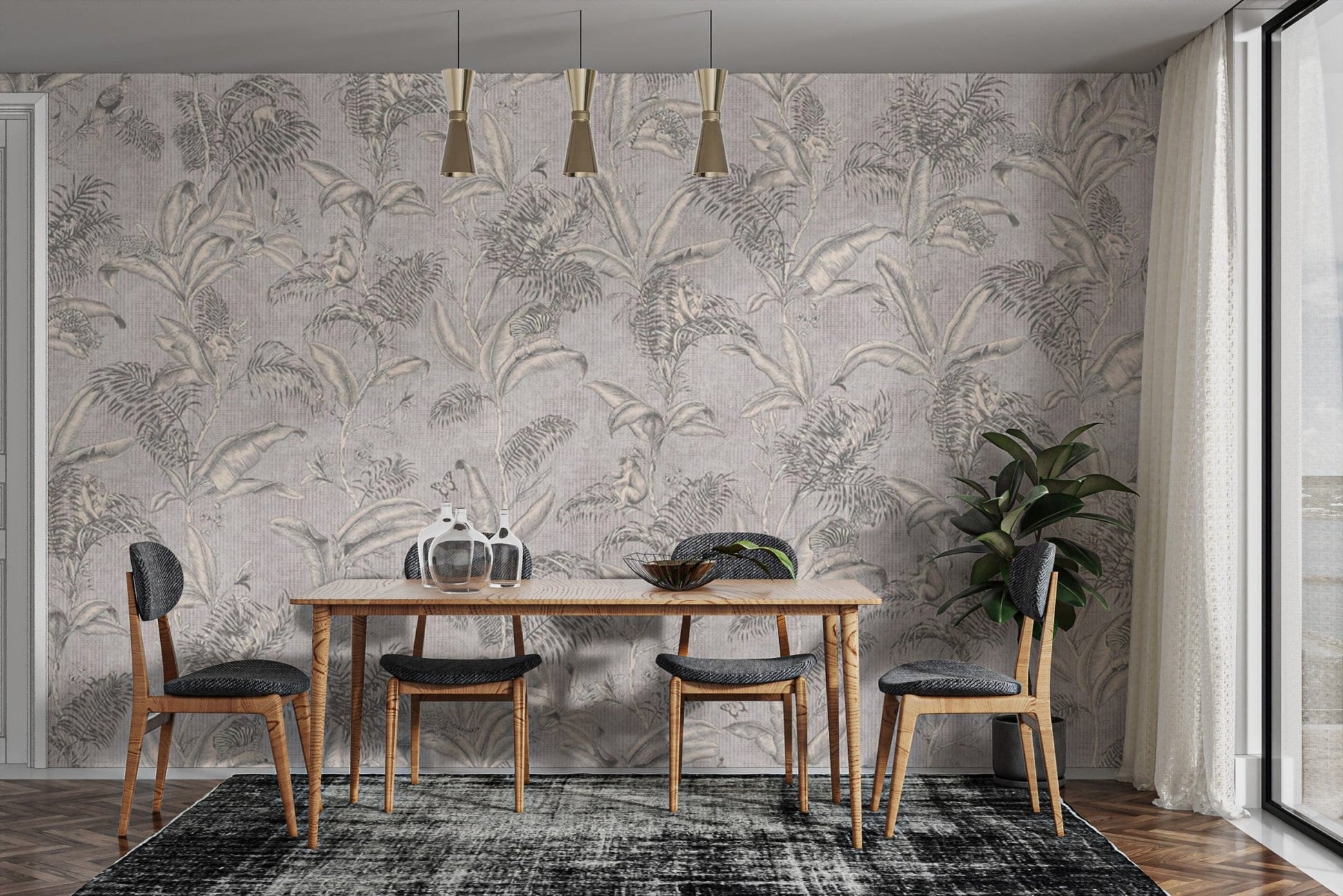 Classic palm leaves wallpaper for walls B629