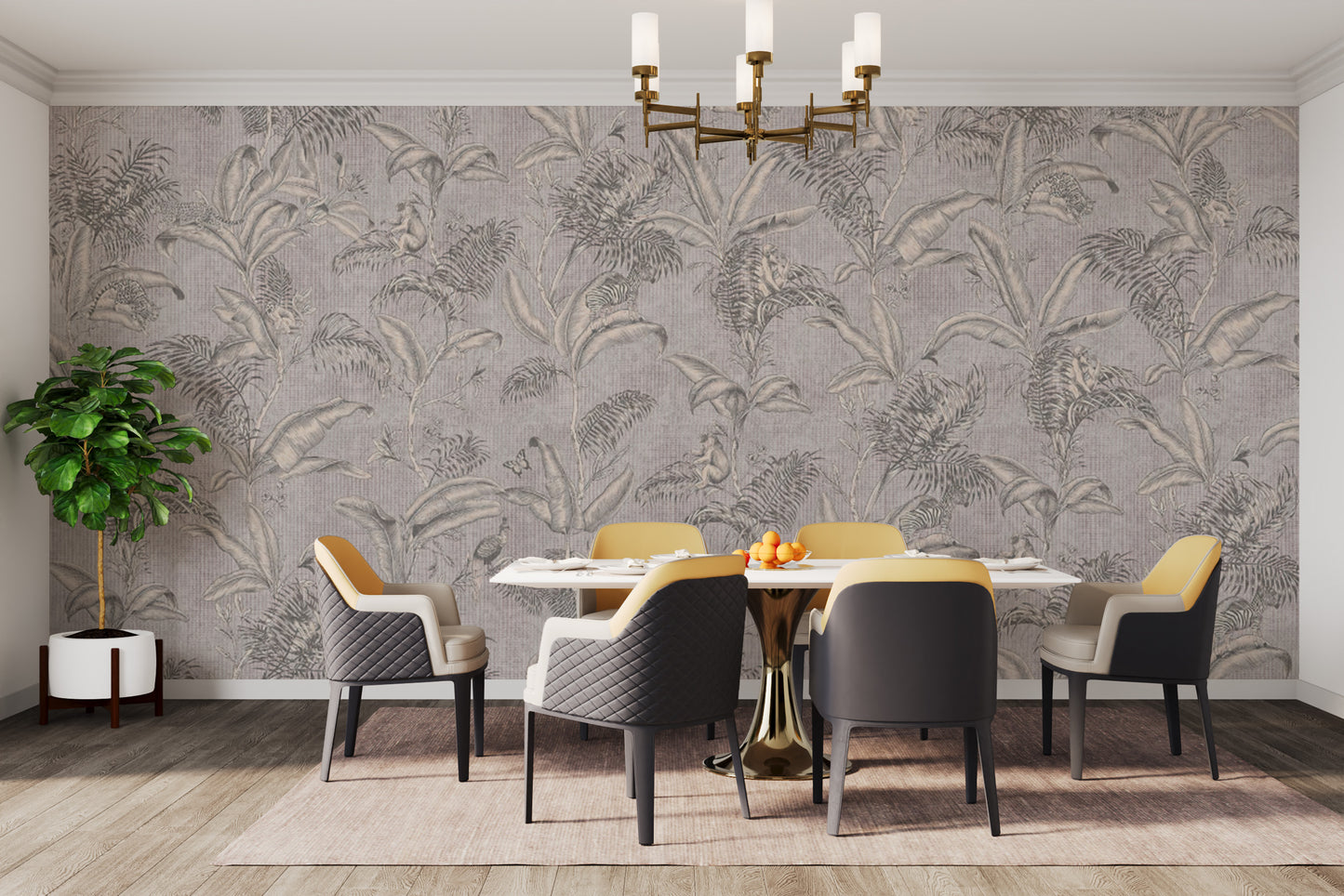 Stylish vintage leaves wallpaper design
