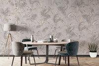 Monochrome palm canopy wallpaper print
