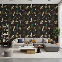 Botanical Vintage Pattern wallpaper with dark woodland motifs