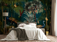 Twilight peacock paradise mural for living room wall

