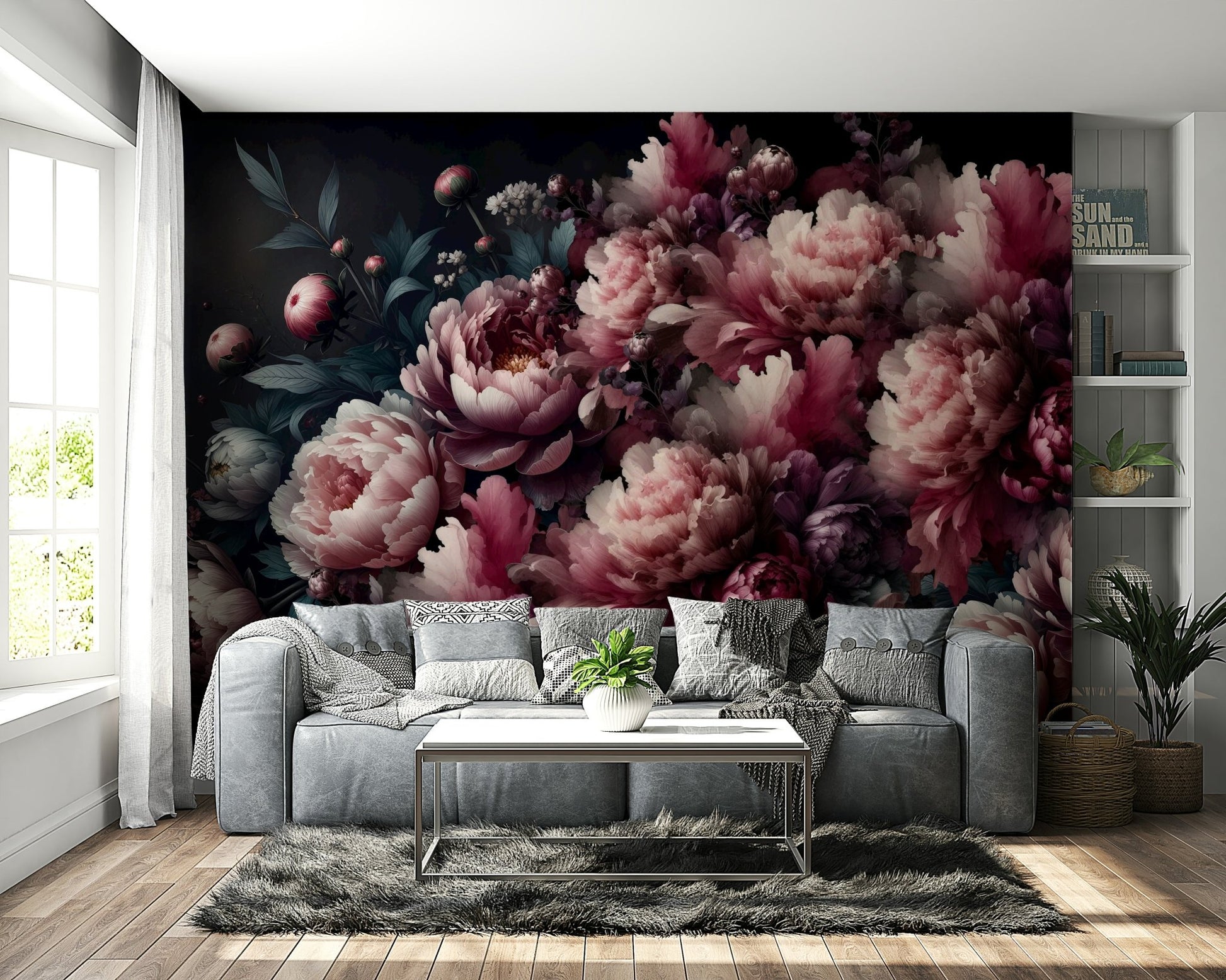 This wallpaper is suitable for a living room, a bedroom, or a dining area.
