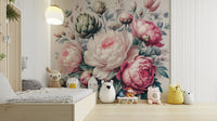 A charming spring flower mural for stylish wallpaper.

