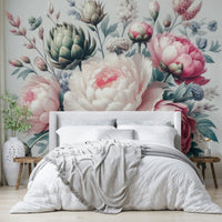 A classic peony bloom wallpaper for walls with subtle color.

