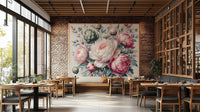 A dramatic spring bloom wallpaper mural that defines a space.

