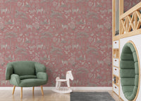 Pink woodland wallpaper for interiors
