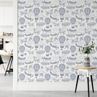 Kids wallpaper with vintage airplanes

