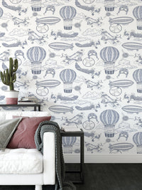 Balloon and biplane themed wall art

