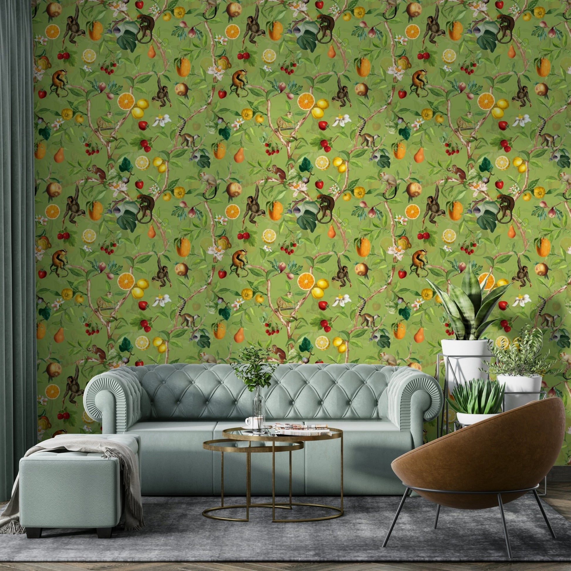 Primate wallpaper with a touch of classic vintage style

