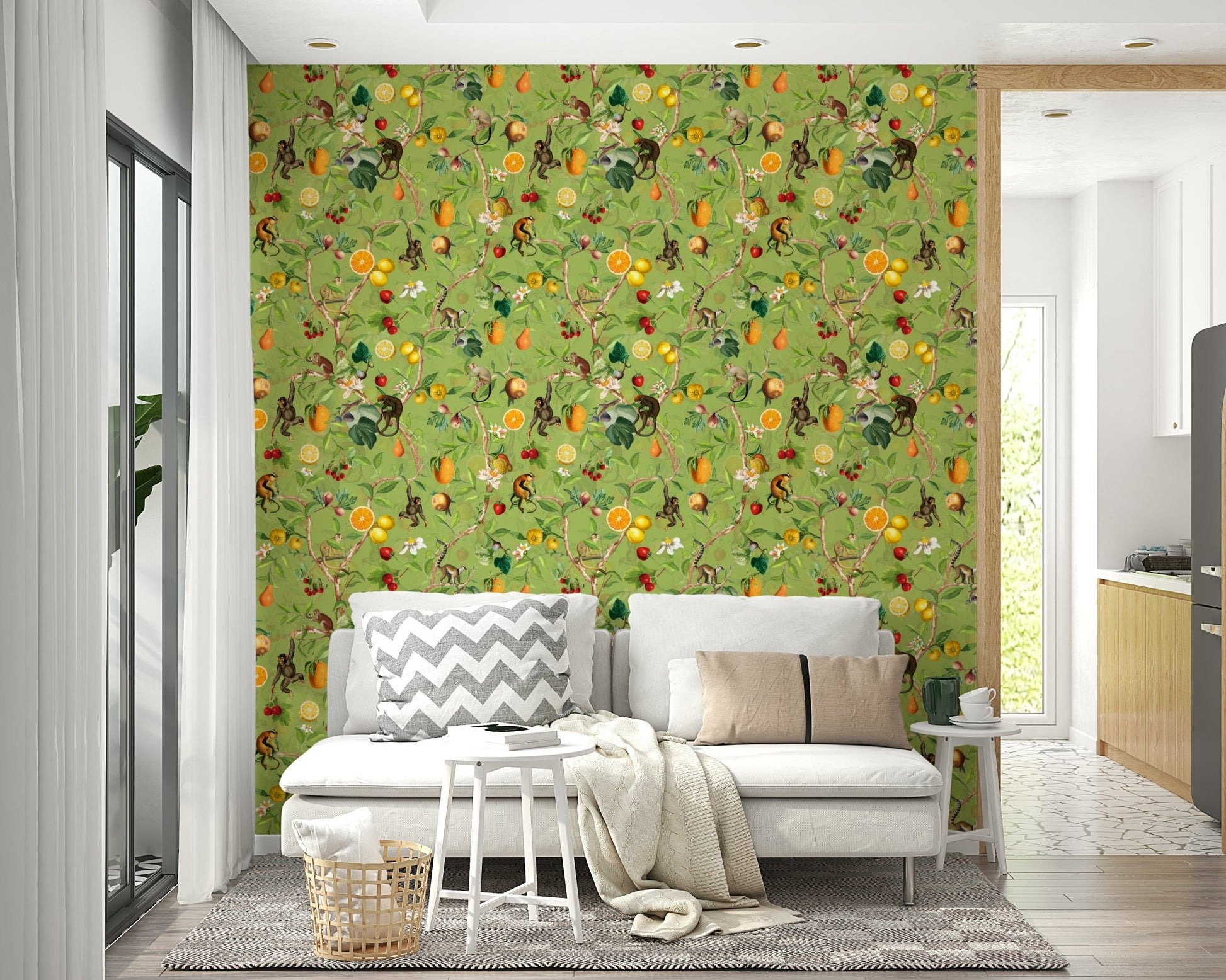 Vintage primates and tropical scenery wall decor

