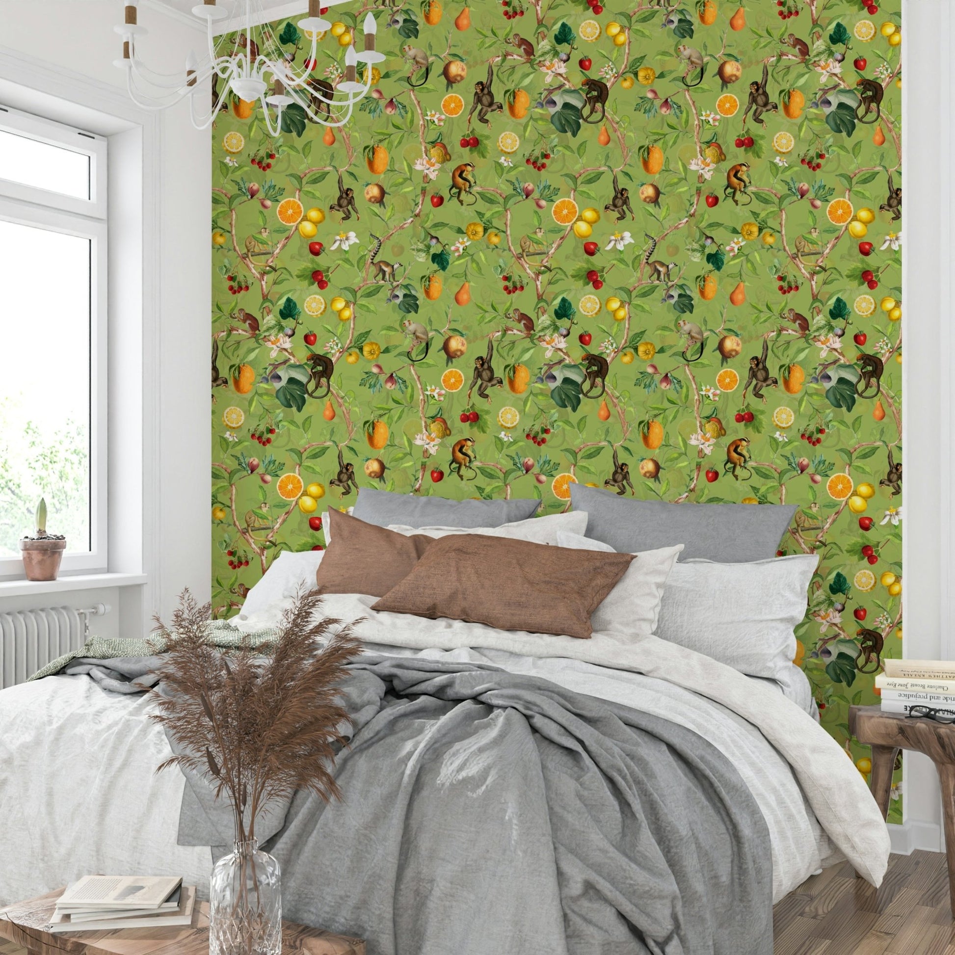 Exotic primates in a lush tropical setting wallpaper


