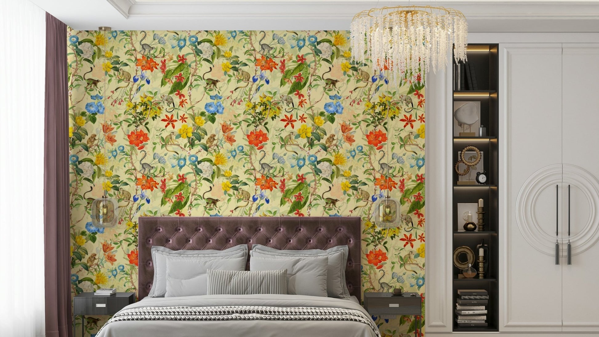 Retro jungle scene with monkeys in a vintage style