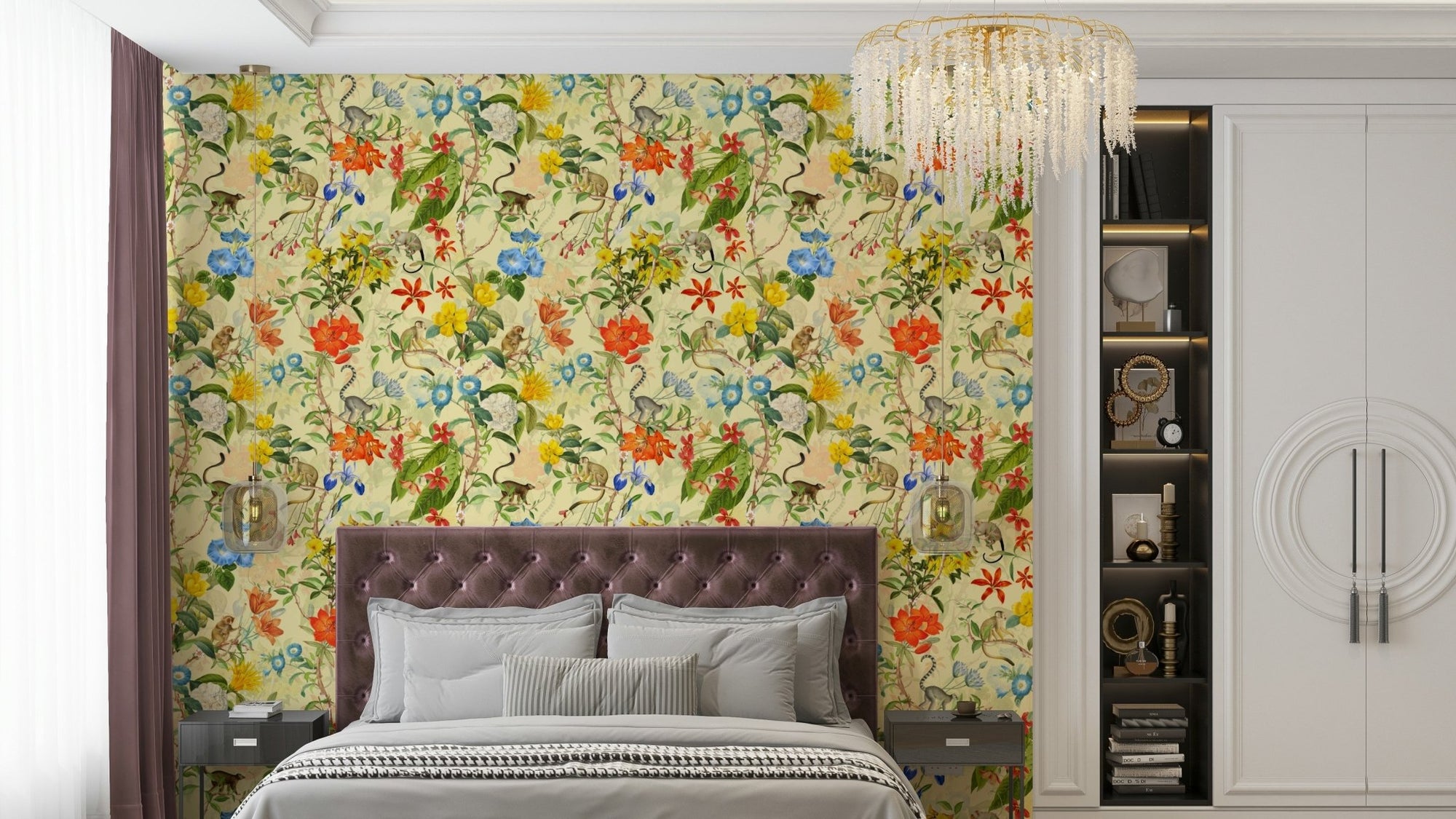 Retro jungle scene with monkeys in a vintage style, GD1428