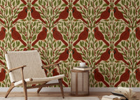 Timeless red cardinals mural wallpaper for nature-inspired walls. RNM16
