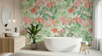 Interior space featuring the delicate Vintage Redouté Rose Garden Wall Mural.