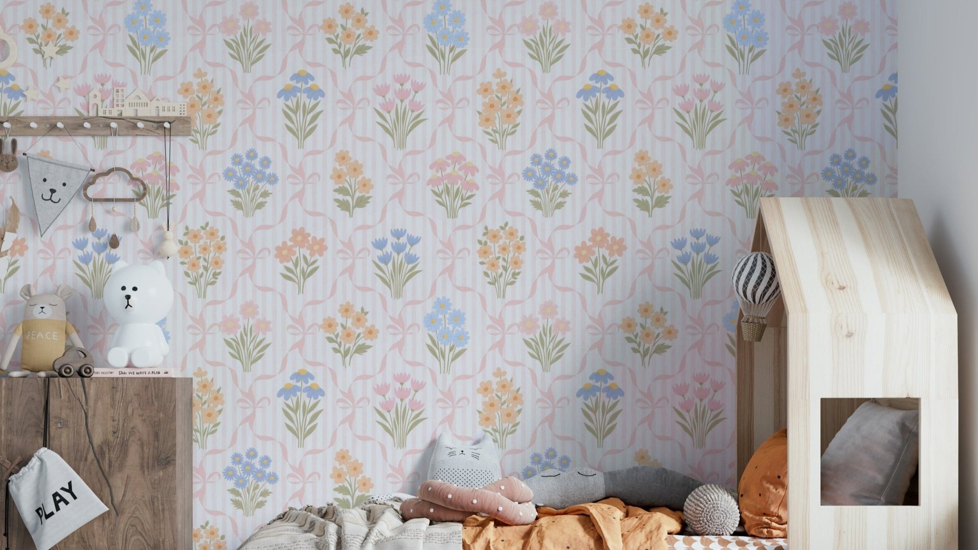 Vintage retro cottagecore floral wallpaper design, GD2400