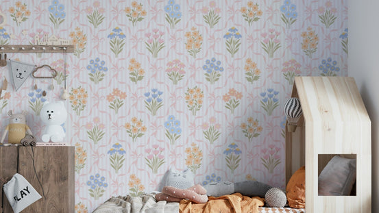 Vintage retro cottagecore floral wallpaper design, GD2400