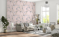 Modern lounge finished in Vintage Rococo Chinoiserie pink Wallpaper, GD8643