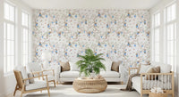 Garden living nook with Vintage Rococo Chinoiserie White Wallpaper