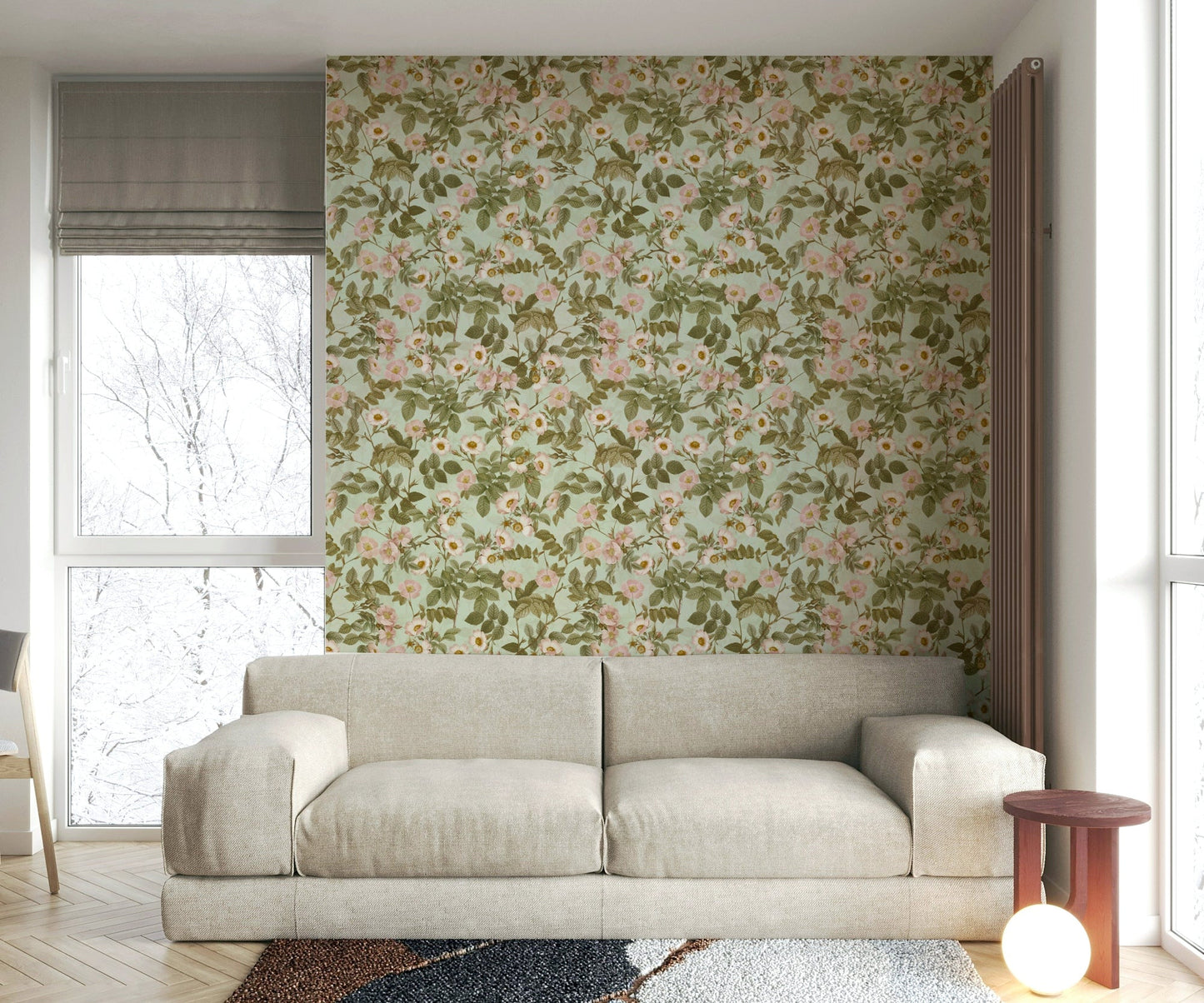 Elegant vintage rose wallpaper for classic room decor., GD1340