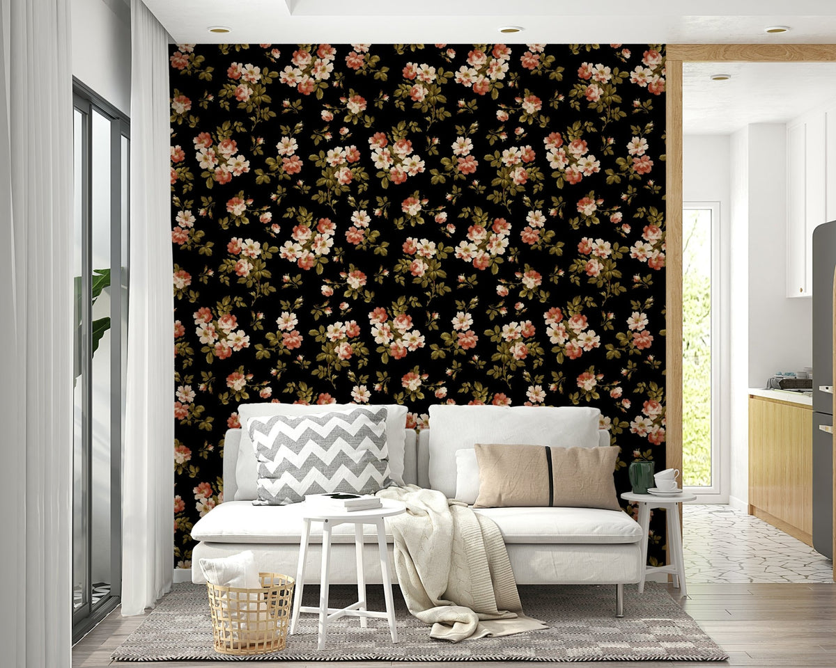 Vintage-inspired rose garden wallpaper for a cozy room, GD1343