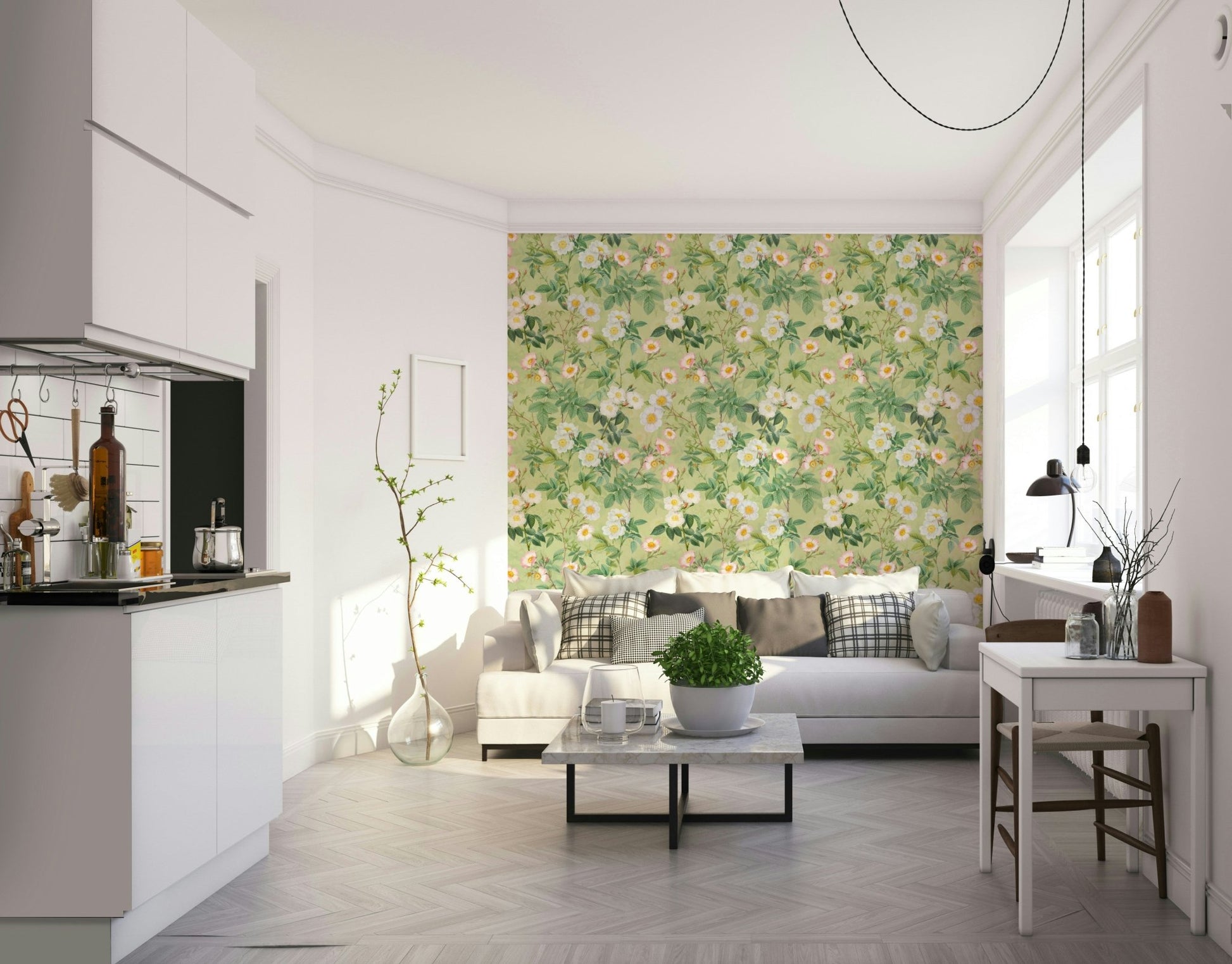 Rose garden wallpaper design for classic interiors., GD1354