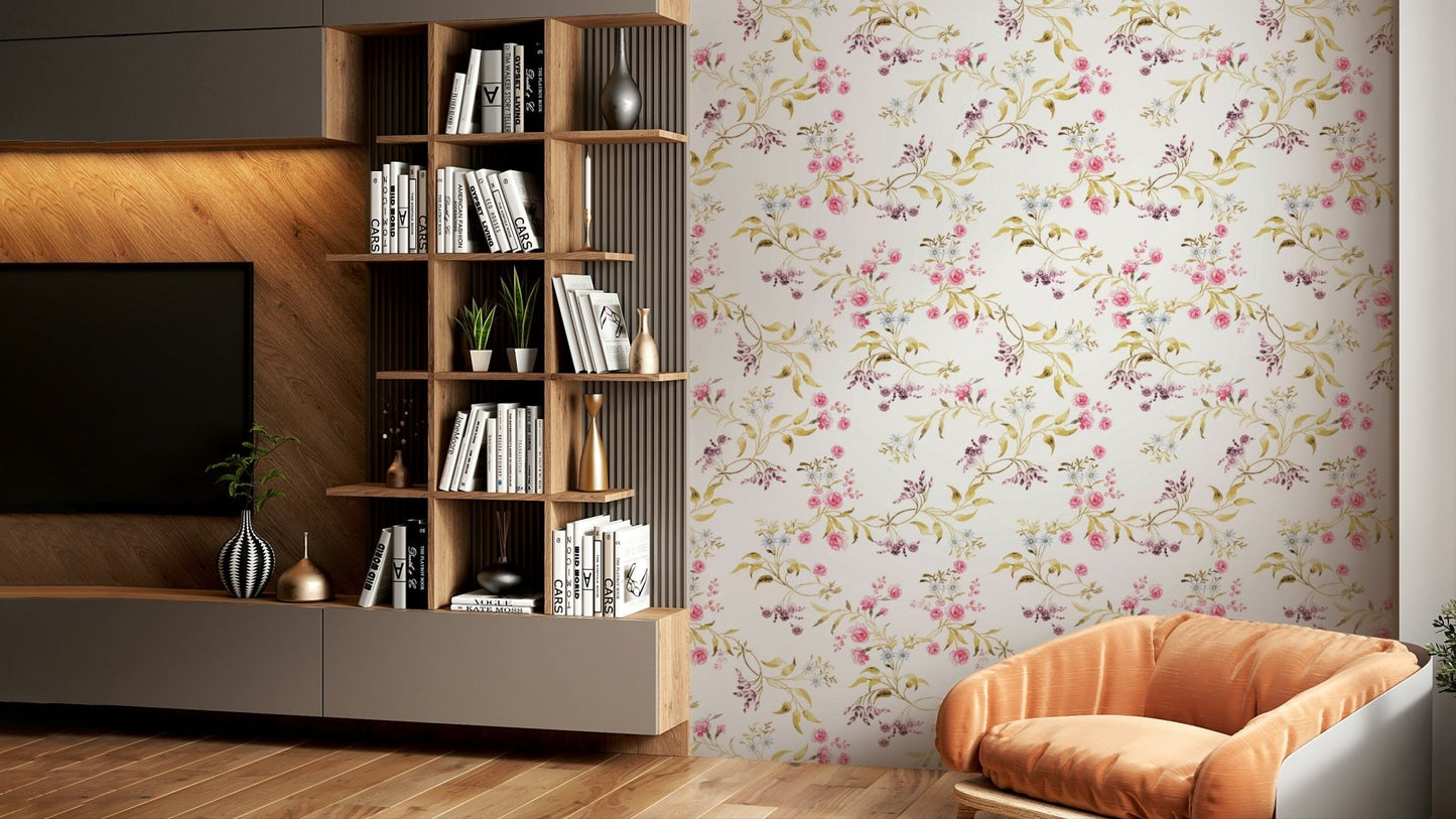 Vintage Rose Garden 4 wallpaper with blooming roses.

