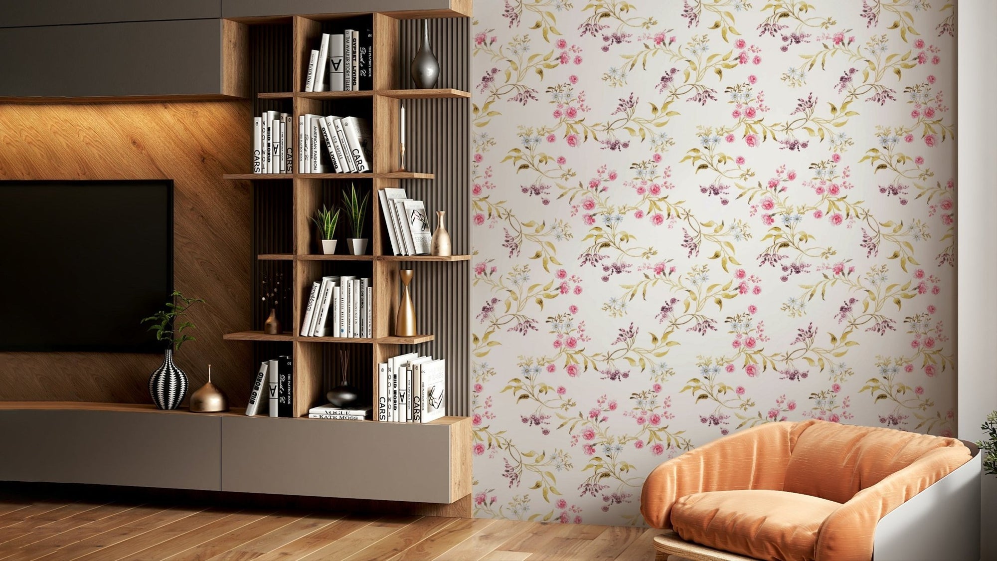 Vintage Rose Garden 4 wallpaper with blooming roses., GD1440