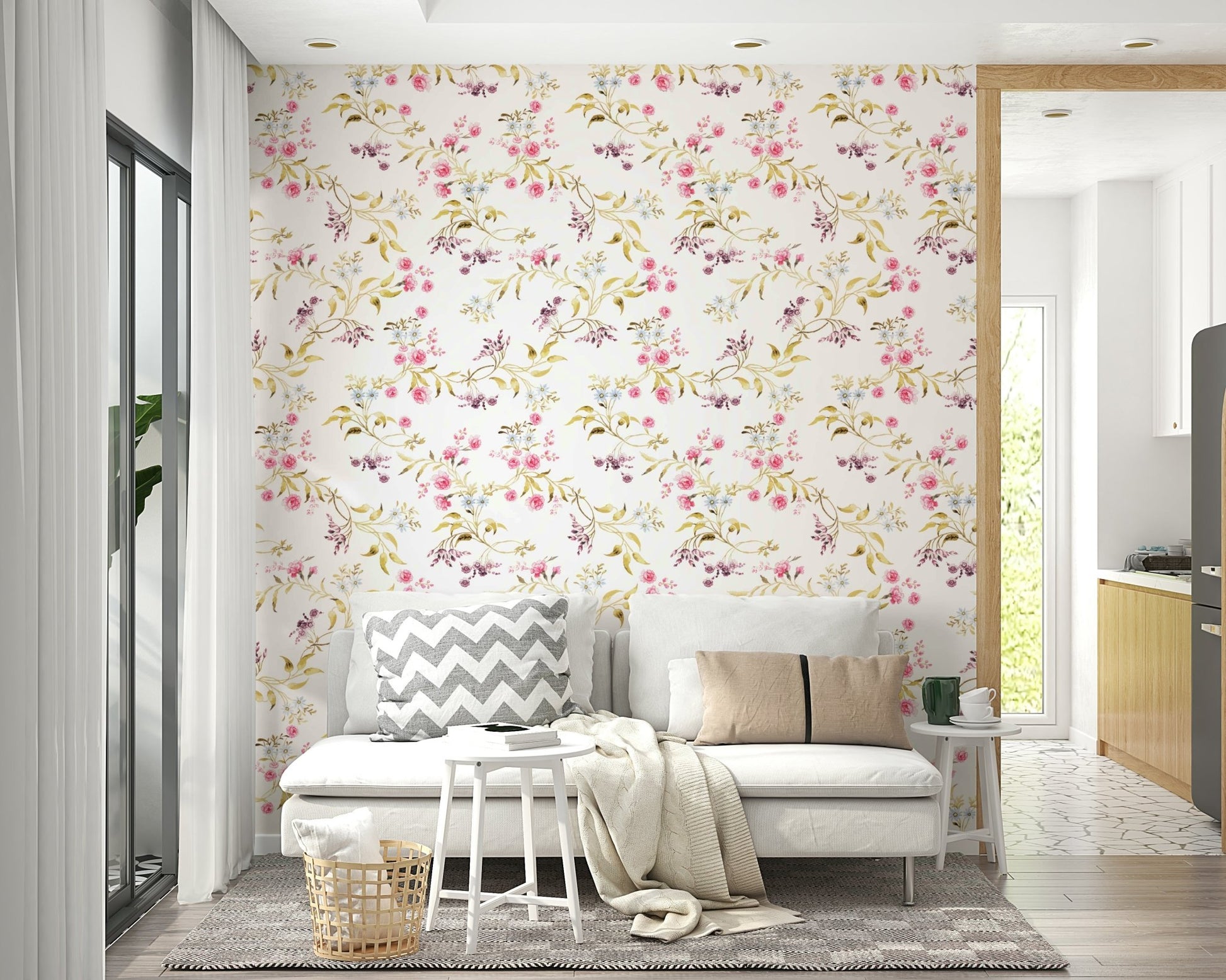 Elegant floral wallpaper featuring vintage rose blooms.

