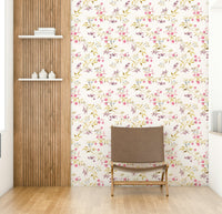 Soft pastel roses wallpaper for a vintage look.

