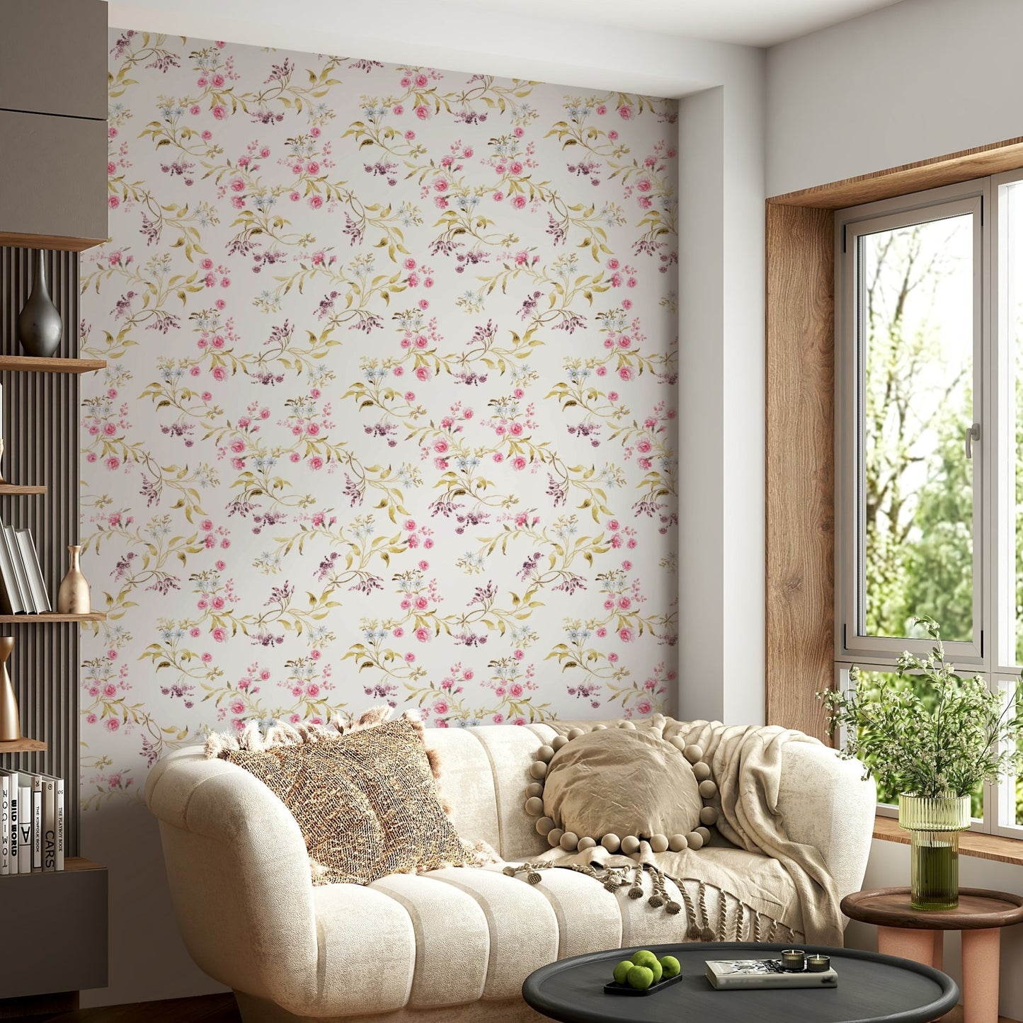 Timeless vintage rose wallpaper with delicate flowers.

