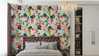 Detailed rose garden wallpaper in vintage pastel tones, GD1352