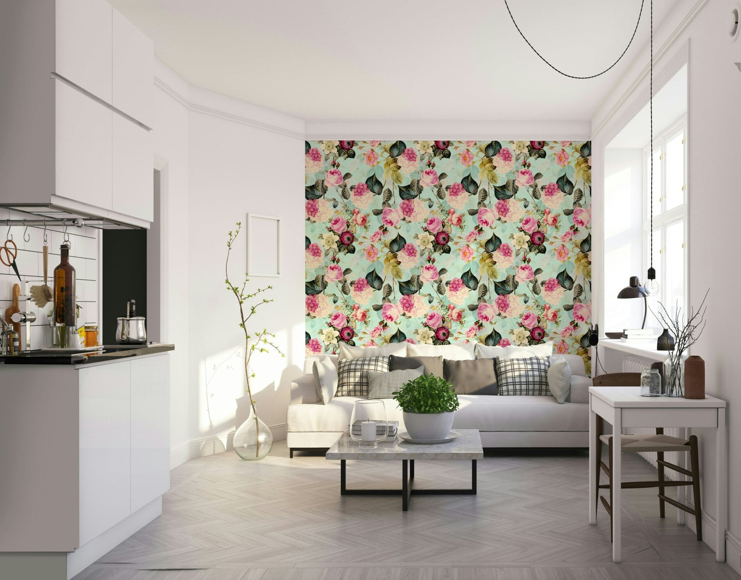 Vintage rose garden wallpaper with a soft, elegant look, GD1352