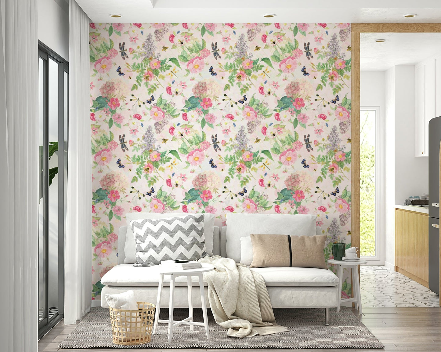 Vintage rose garden wallpaper with soft pastel flowers.

