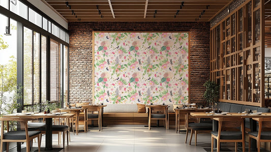 Charming vintage rose garden wallpaper adding a touch of elegance.

