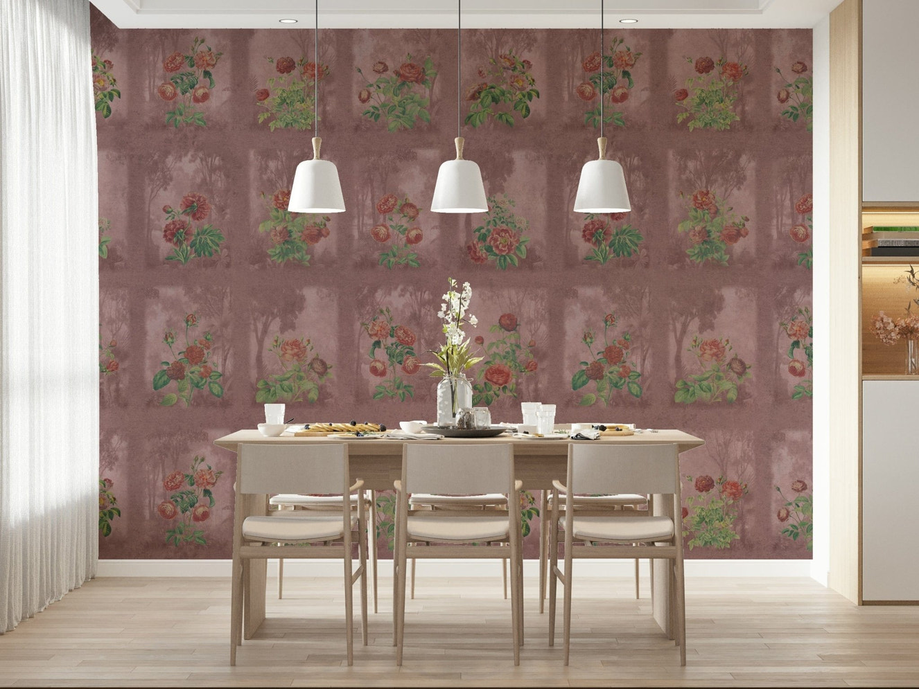 Vintage Rosewood Garden Wall Mural