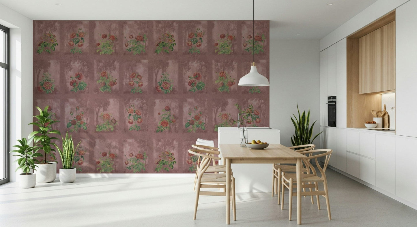 Vintage Rosewood Garden Wall Mural