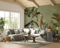 African safari mural with a retro, vintage look

