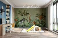 Explore the wild with a vintage safari wall mural

