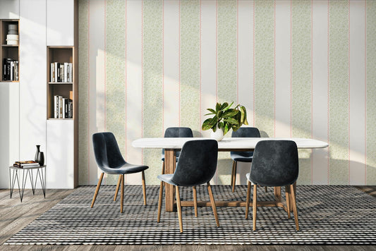 A detailed close-up of a classic wall mural pattern.


