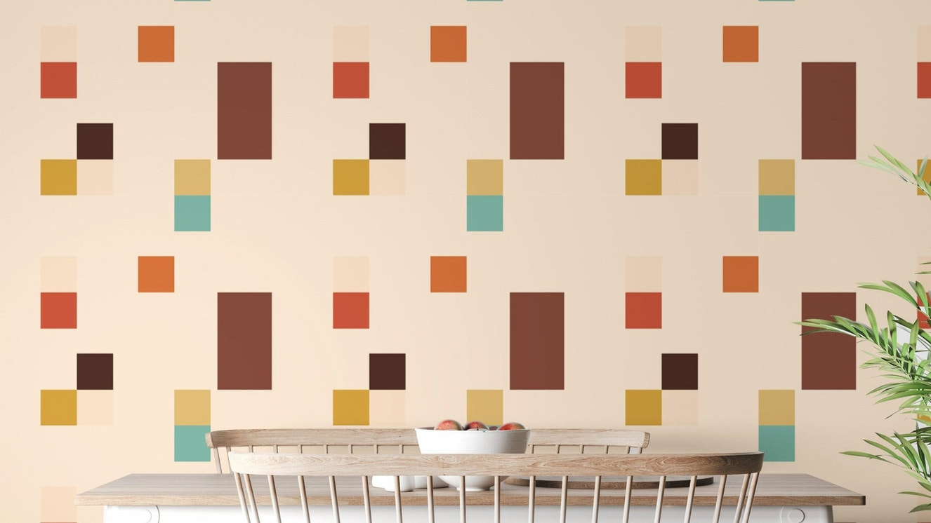 Vintage Tiles Beige Color Wallpaper for homes